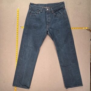 Levis 501 Jeans Mens Medium Wash Blue Denim Straight Button Fly Fits 30x28